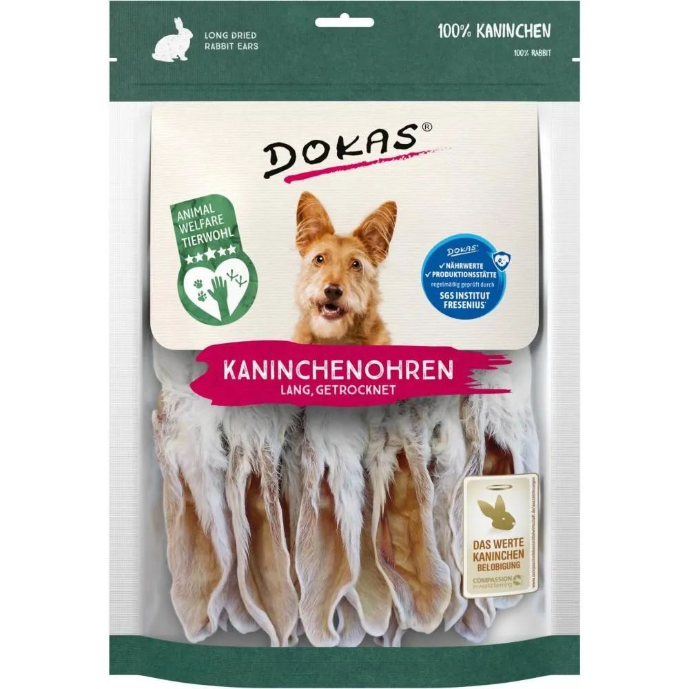 Dokas Tørrede kaninører 180 g - naturlige tyggeben til hunde